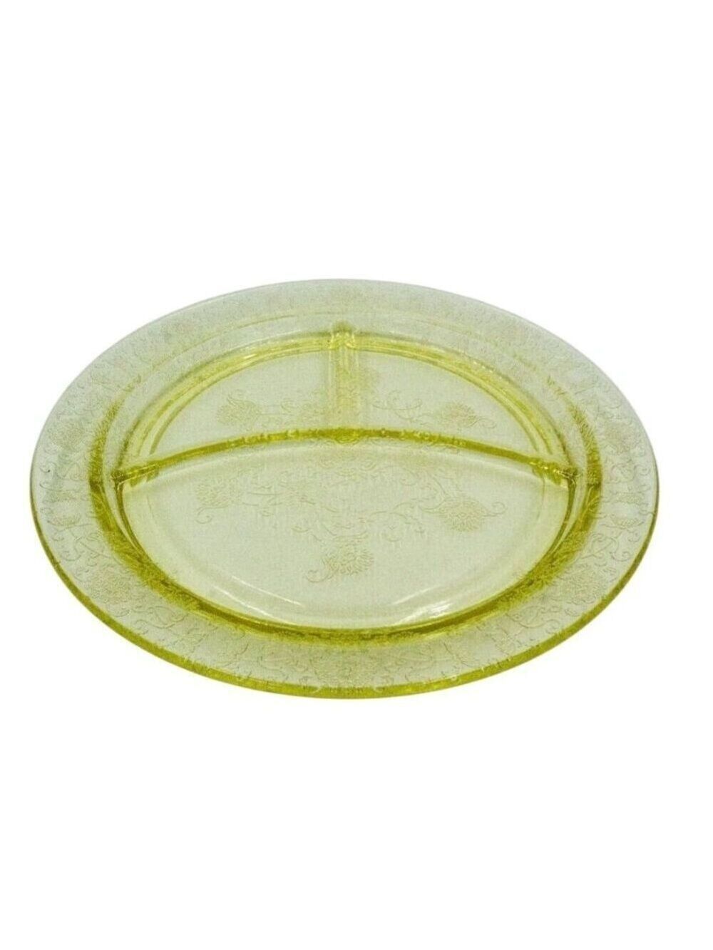 Federal Glass Amber Depression Divided Dinner Plates Set of 2